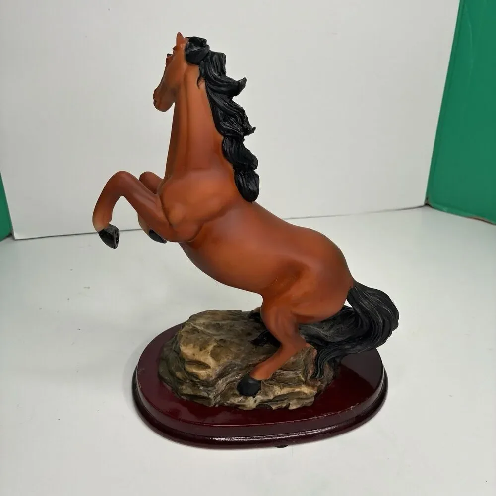 Ruby's Collection Brown Stallion Horse Figure On Wooden Base